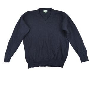 Vintage The Foursome 100% Lambswool V-neck Sweater Navy Blue Knit Men's Size XLT